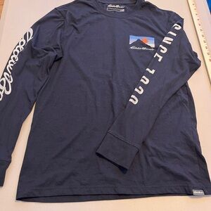 COPY - Eddie Bauer Men's Crewneck Graphic Tee Long Sleeve T-Shirt small Blue
